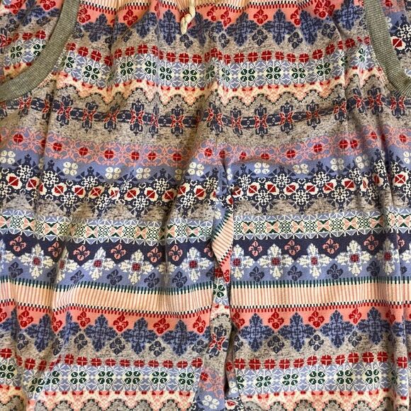 Jane and Bleecker Flannel Pajama Pants Gray Blue Fair Isle Print Pull-On S - Picture 3 of 4